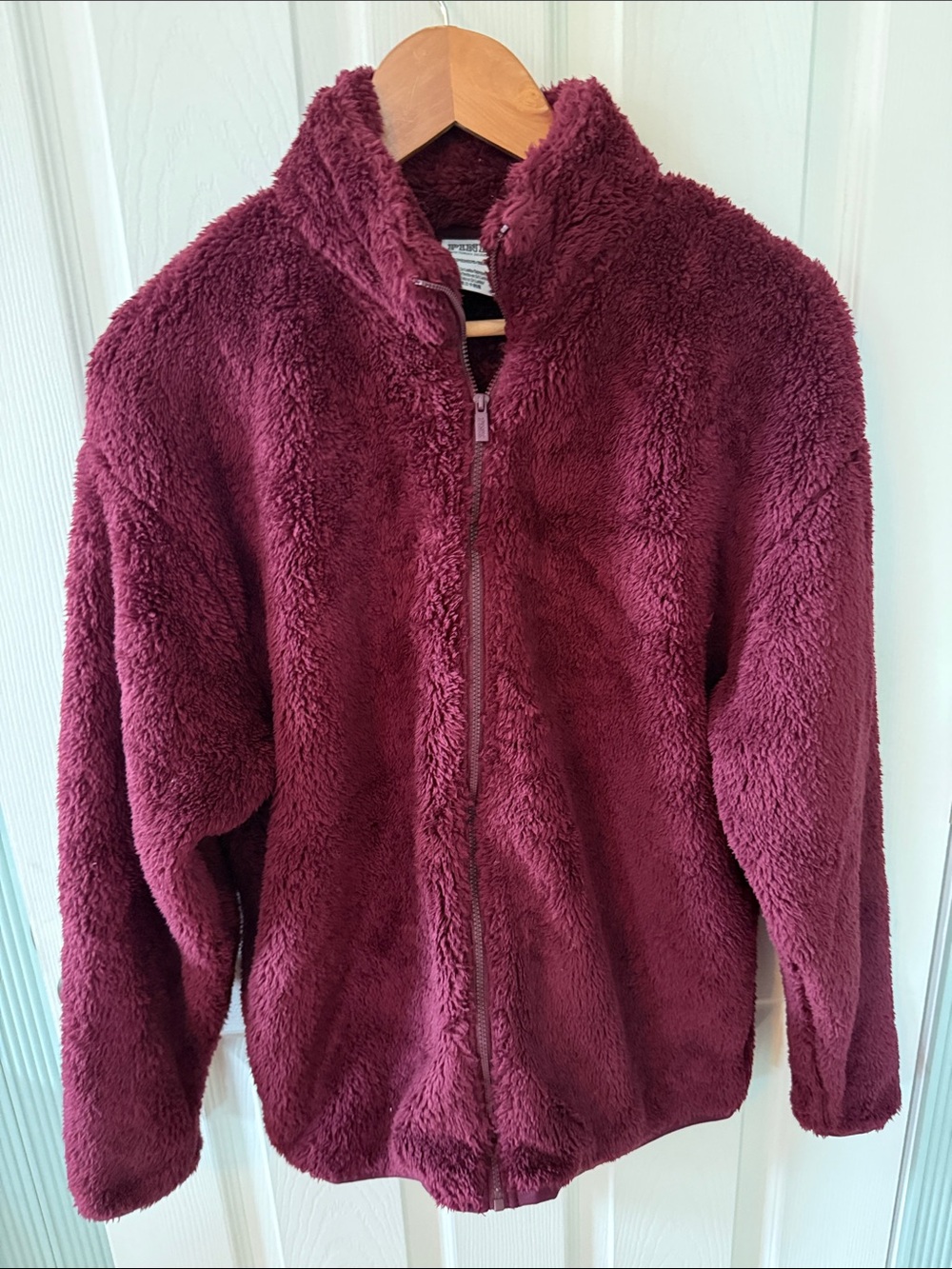PINK Victoria's Secret Plush Zip-Up Jacket in Deep Burgundy